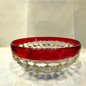 Vintage Indiana Glass Kings Red Cranberry Finger Dessert Bowl Beautiful!
